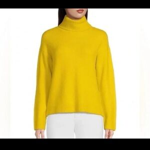 A Loves A Lime/Yellow Turtleneck Ribbed Cuff Sweater 
size Large